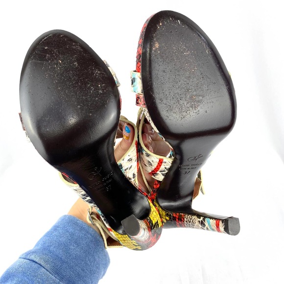 Proenza Schouler Sandals High Heels Strappy Multicolor Snakeskin Leather 7 - Picture 7 of 9